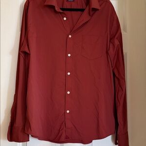Button-Up Shirt. Slim fit. Like new. Beautiful dark red / brown color
